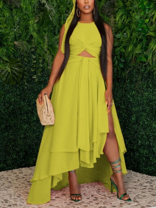 Ellae Lisque Dresses & Skirts - Ellaé Lisqué Femininity Green Chiffon Maxi Dress NWT Size XL